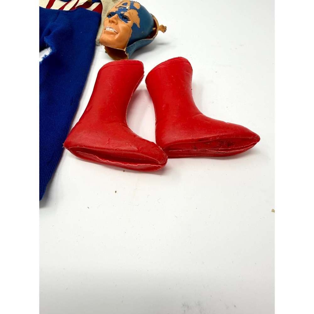 Vintage 1966 Ideal Captain Action Captain America Outfit Boots Mask Parts Set - Picture 3 of 7